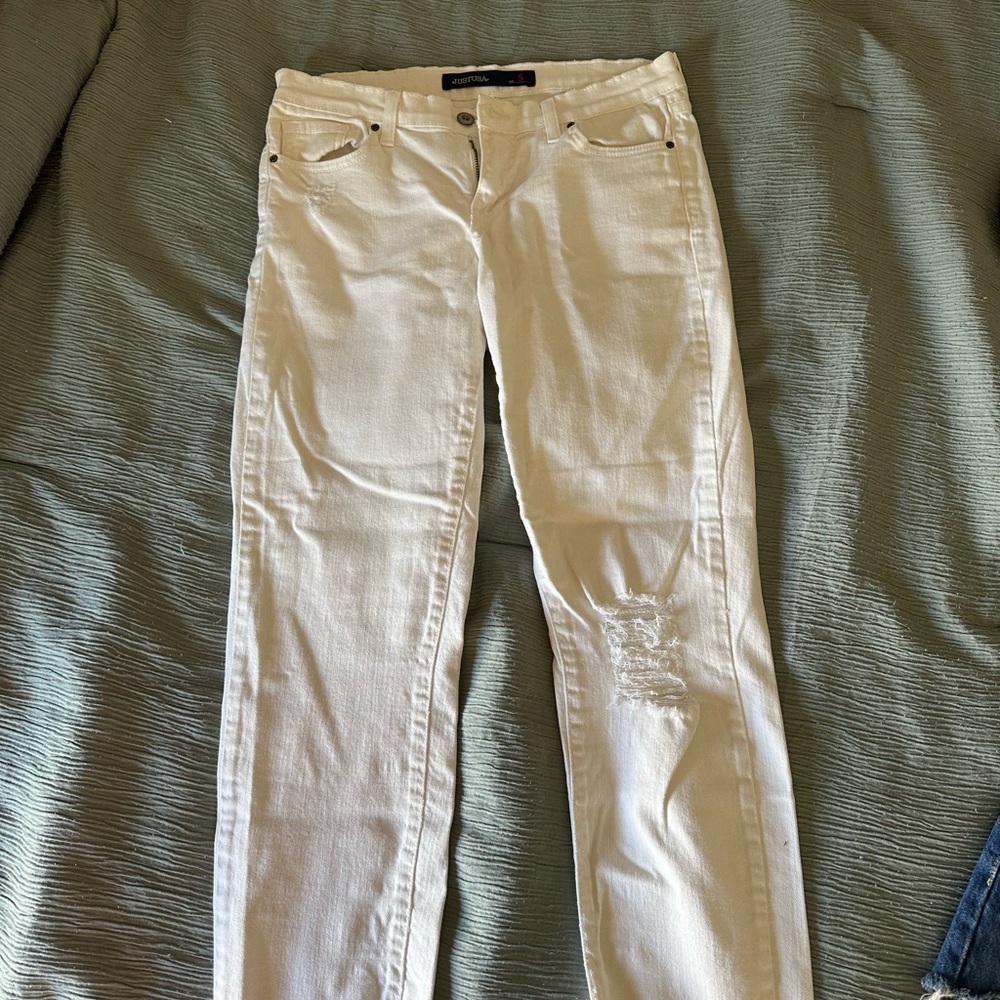 Women's White Distressed Jeans